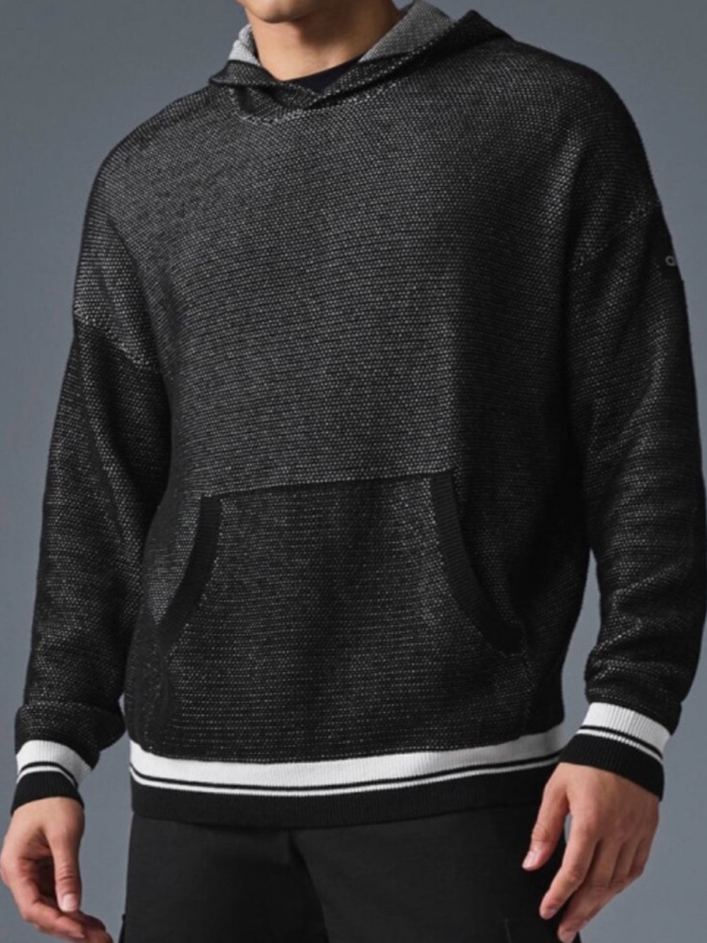 Alo Sports Club Sweater Knit
Hoodie Black White Varsity Striped